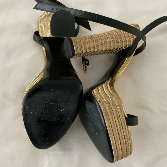 Tom Ford Gold and Black Strappy Heels size 38.5 - Picture 9 of 12